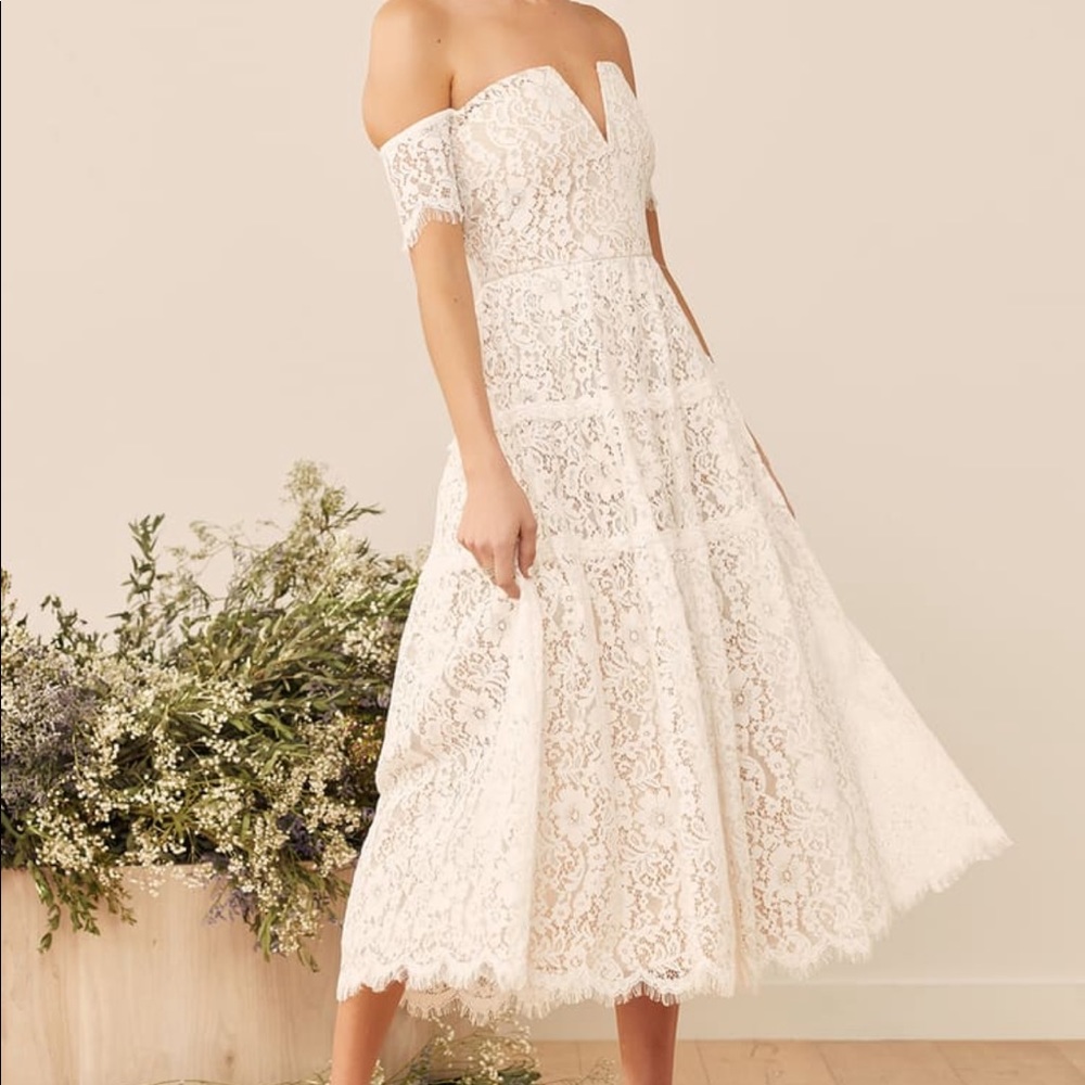 Absolutely Stunning White Lace Off-the-Shoulder